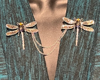 Sweater Clips: Dragon Flies in Gold or Silver