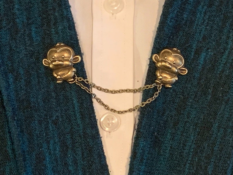 Monkeys in Bronze Collar Pins