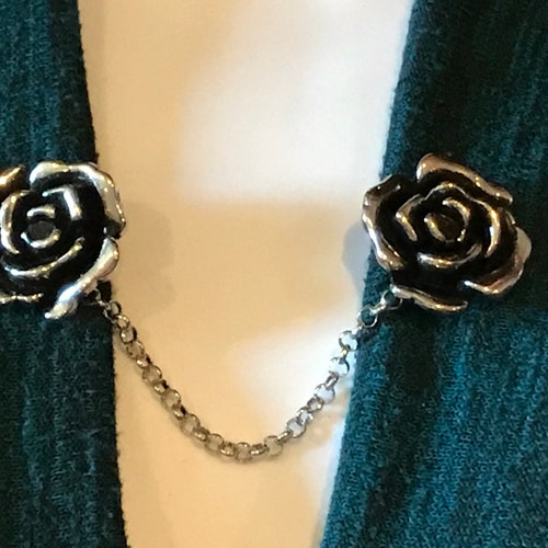 Sweater Clips: Silver Rossettes