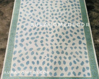 Oushak Rug Ivory Blue 8x10/9x12/10x14 Hand Knotted Wool Rug Blue Ivory Handmade Oushak Wool Rug for Living Room Bedroom 12x15 Trukish Style