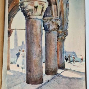 Rare 1928 French Art Print - Pierre Vignal - Printer's Proof "800 ht" - Venice, Doge's Palace Arcades, Italy - Arthaud Publishing