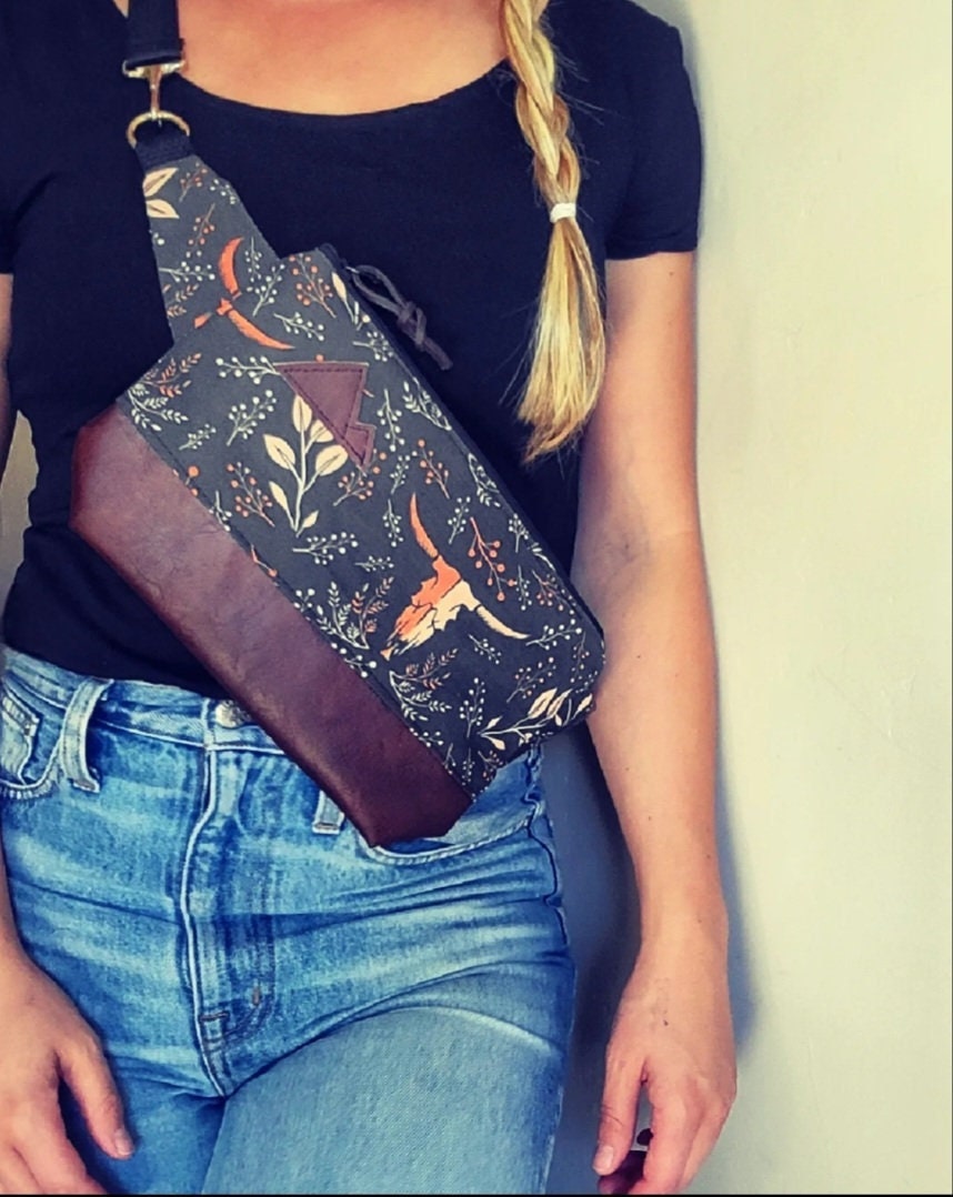 Denim Zipper Sling Bag