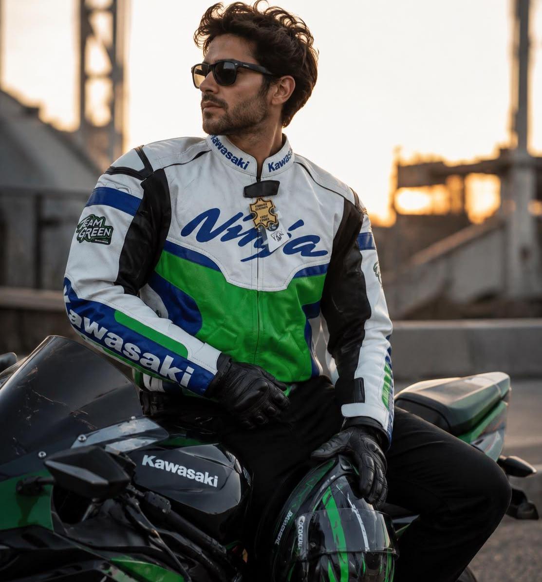 Kawasaki ジャケット グリーン/ホワイト/ブルー Kawasaki Blue Motorcycle Jacket - Etsy