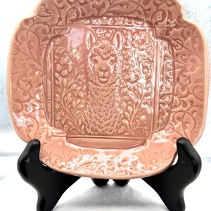 Pink Colored Llama Trinket Dish I Ceramic Trinket Dish | Textured Ceramic Jewelry Dish | Llama Lover Gift | Handmade Llama Pottery