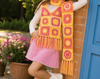 Crochet Twin Set Pattern PDF | Granny Square Top & Matching Scarf Crochet Pattern | Vintage Style Two-Piece Outfit |