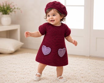 Baby Dress & Beret Crochet Pattern PDF | Baby Girl Outfit | Crochet Baby Dress | Infant Set | Instant Download