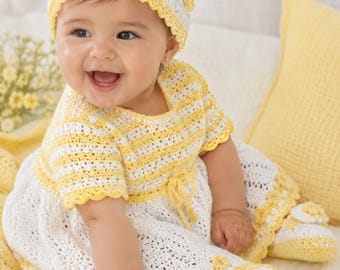 Crochet Baby Outfit Pattern PDF | Dress, Bonnet & Booties Set | Baby Gift Pattern | Digital Download