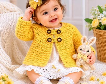 Crochet Baby Jacket PDF Pattern – Sizes 0–24 Months