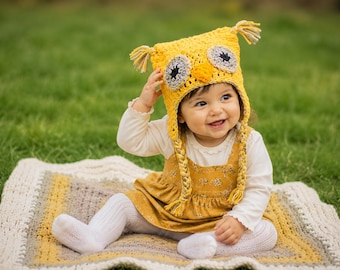 Crochet Owl Hat Pattern PDF | Cute Baby & Kids Animal Beanie with Earflaps | Instant Digital Download | Beginner-Friendly Crochet Tutorial