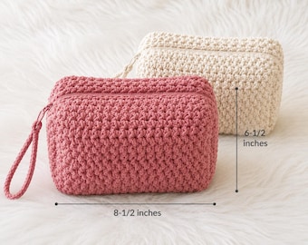 T-Shirt Yarn Clutch Bag Crochet Pattern, Makeup Cosmetic Woman Bag, PDF Tutorial for Beginners, Covered Frame Chunky Pouch Bag