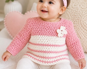 Crochet Baby Sweater Pattern – Classic Button-Back Baby Cardigan PDF Tutorial
