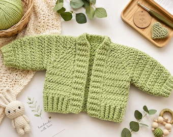 Baby Bomber Cardigan Crochet Pattern PDF | Newborn to 24 Months Baby Jacket | Textured Crochet Cardigan | Instant Digital Download |