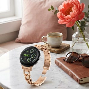 Klockarmband i rostfritt stål för Pixel Watch 3 45 mm – Justerbart reservarmband