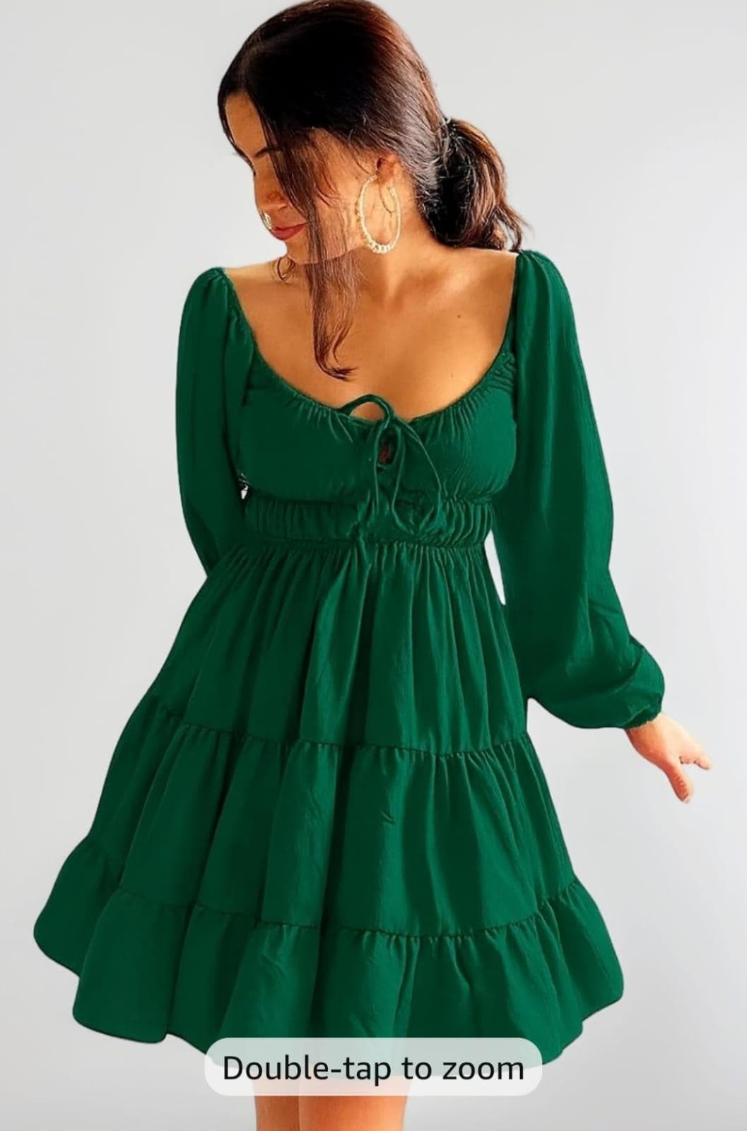 emerald green babydoll dress Women's Cotton Mini Dress, Long Sleeve Dress, Smocked Cotton Dress, Mini Dress, Casual Party Dress, Gift for Her Ruffle wrap Color:Royal Stripe AFFORDABLE-BRIDAL-DRESS Jovani 05103 Green Embellished cut accent seams