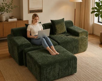 Modułowa sofa dwuosobowa bez podnóżka, głębokie siedzisko Cloud Couch Chenille (bez montażu)