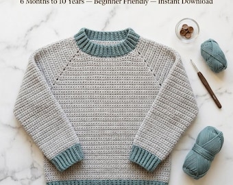 Girls Crochet Sweater Pattern PDF — Easy Pullover — All Sizes — Instant Download 2026 | Buy Now