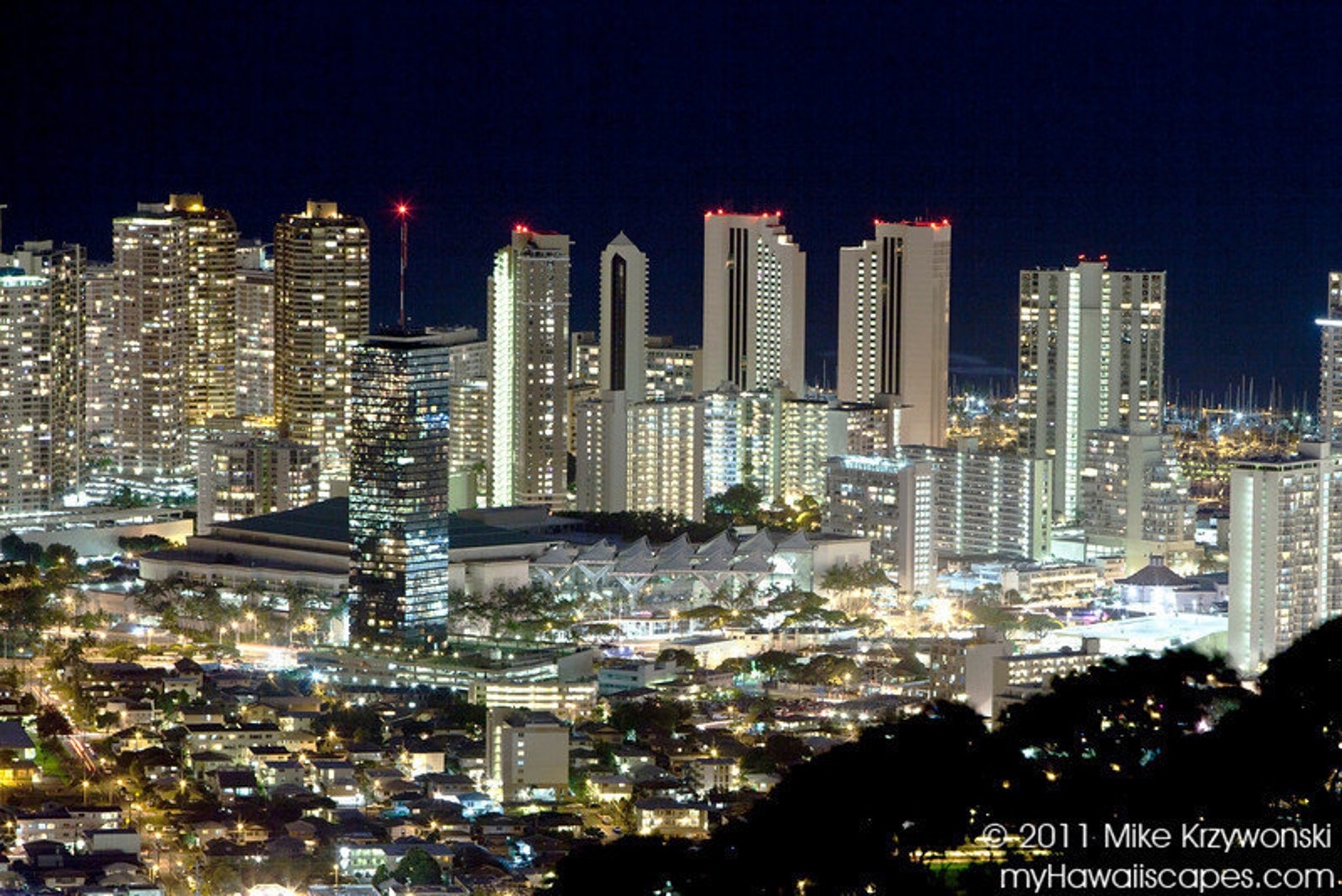 Scenic Downtown Honolulu City Lights at Night Photo Picture Etsy