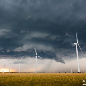 Severe Supercell Thunderstorm above a Wind Farm in Kansas photo picture fine art metal print image 1