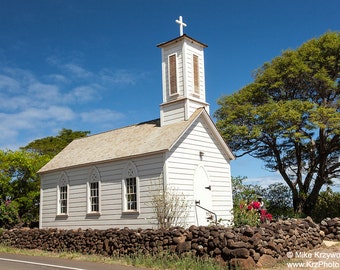 Old Historic Little Church Built by Father Damien on Molokai in Hawaii photo picture fine art metal print