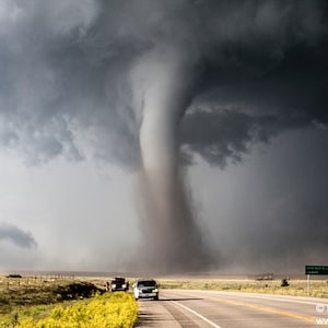 Amazing Tornado Crossing the Road in Campo, Colorado  photo picture fine art metal print