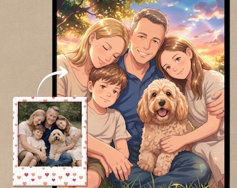 Custom Portrait From Photo | Family Personalized  Snaps |  Personalized Digital Drawing | Couple Portrait with Kids | Memorial Gift