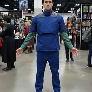 Star Wars-inspirerad Mandalorian Blå Cosplay-dräkt | Halloween Cosplay-dräkt. bild 1