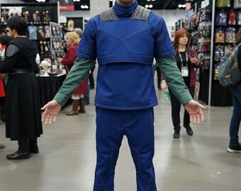 Costume de cosplay bleu mandalorien inspiré de Star Wars | Tenue de cosplay d'Halloween.