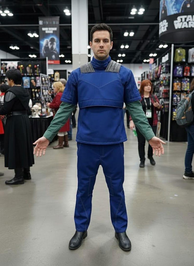 Star Wars-inspirerad Mandalorian Blå Cosplay-dräkt | Halloween Cosplay-dräkt. bild 1