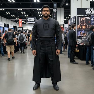 Boba Fett Cosplay Costume Flight Suit | Star Wars Bounty Hunter Outfit | Mandalorian Inspired Black Custom Costume with Belt image 1