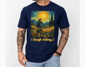 面白いサイクリストシャツ ゴッホが自転車に乗っている面白いサイクリング ゴッホのアート バイク Tシャツ、自転車乗りへのギフト、サイクリング愛好家のグラフィック T シャツ