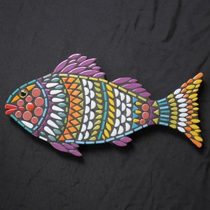 Mosaic Fish Wall Art: Colorful Ceramic Ocean Decor