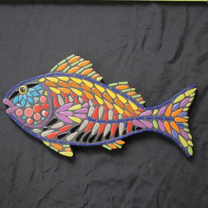 Handmade Mosaic Fish Wall Art: Colorful Ceramic Ocean Decor