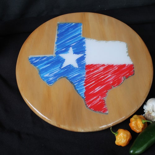 Texas Housewarming Gift, Lazy Susan Turntable, 12 inches, Texas Gift, Texas Realtor Gift, Resin Coated, Hand Made from shops Wood by Janet Dineen