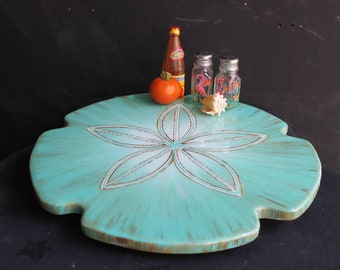 Lazy Susan Turntable, 18 Inches, Coastal home decor. Beach house decor, Wedding Gift. Sand Dollar Kitchen Art by Janet Dineen