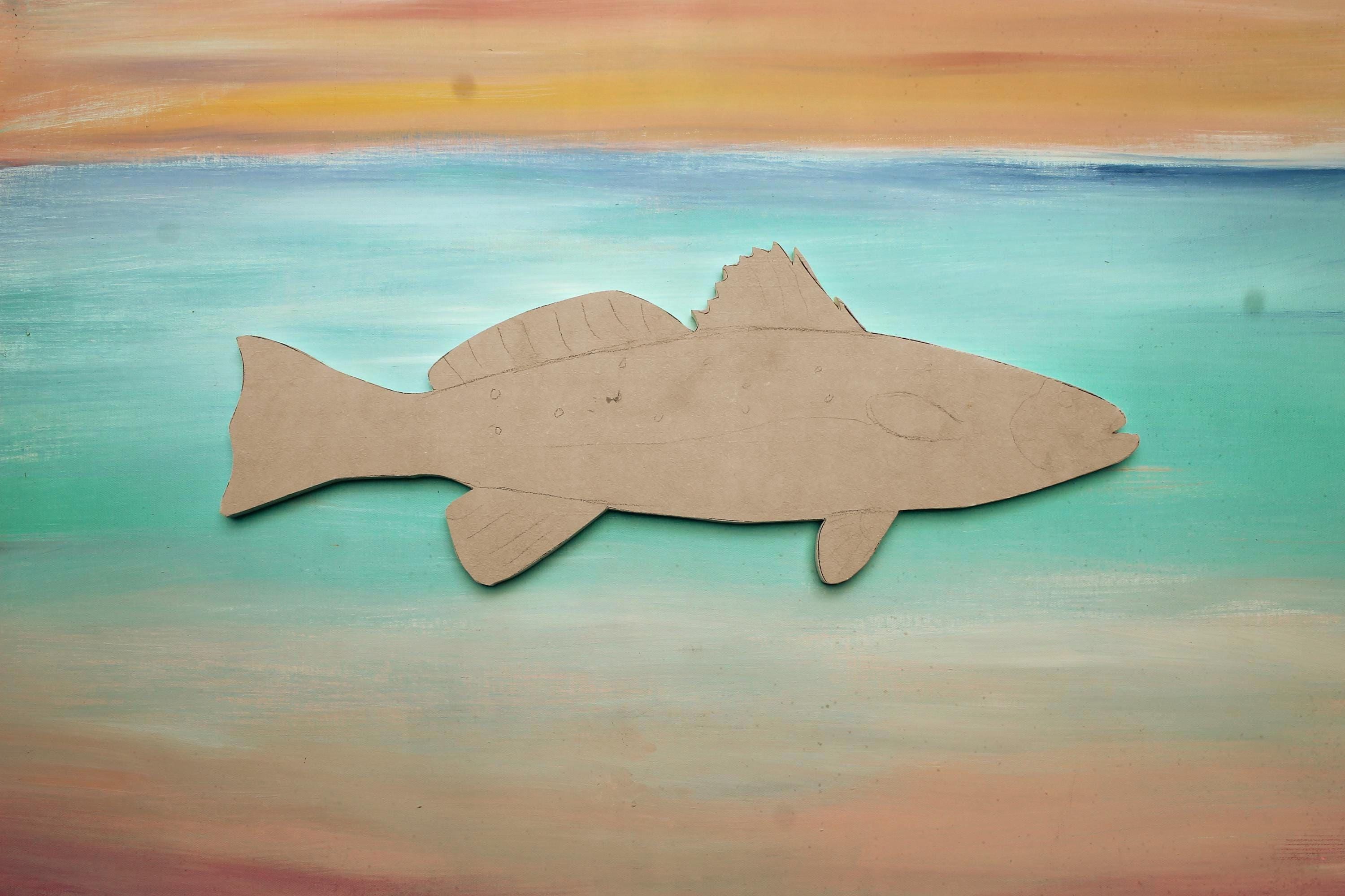 Trout Fish Mosaic Substrate 23" x 8". Waterproof hand cut mosaic backer ready to add your glass or ceramic tiles.
