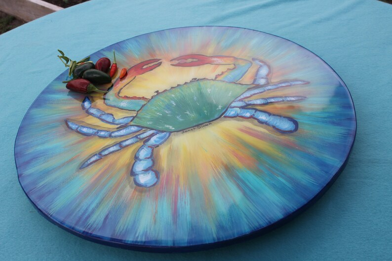 Lazy Susan Blue Crab Artwork 18 or 20 Inch Turntable Etsy