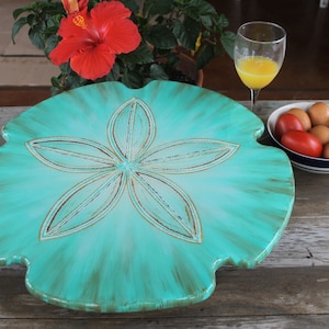 Lazy Susan 18 Inches, Coastal Turntable, Housewarming gift, Wedding gift, Sand Dollar, painted turntable, kitchen Coastal Decor