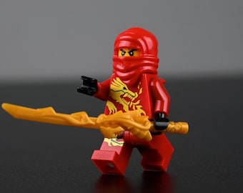 MOC- Kai Dragon Warrior Minifigure – Fire Ninja in Dragon Armor with Sword & Wings