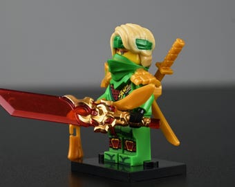 Lloyd Dragon Armor Minifigure – Green Ninja Battle Suit Warrior with Sword & Wings