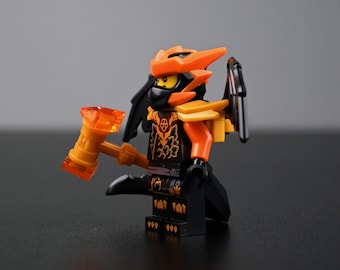 MOC- Ninjago Cole Dragon Minifigure – Black Earth Ninja Warrior, Ideal Toy Gift for Building Block Enthusiasts