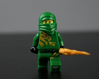 Lloyd Dragon Warrior Minifigure – Green Ninja Dragon Armor Wings Sword Element Life