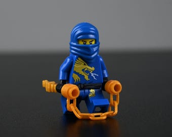 MOC- Jay Dragon Warrior Minifigure – Lightning Ninja in Dragon Armor with Sword & Wings