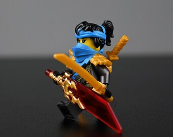 MOC- Nya Dragon Armor Minifigure – Water Ninja in Battle Suit with Sword & Wings