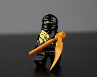 MOC- Cole Dragon Warrior Minifigure – Earth Ninja in Dragon Armor with Sword & Wings