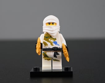 Zane Dragon Warrior Minifigure – Ice Ninja, Dragon Armor, Sword, Wings – Element Ninja
