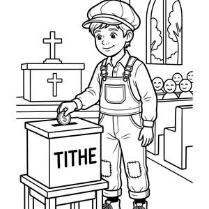 Christian Tithing Coloring Page | Church Offering Printable | Giving to God Activity | Bible Stewardship Coloring Sheet | Digital Download