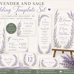 Lavender and Sage Whimiscal Wedding Template Set
