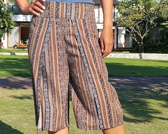 Wide Leg Capri Pants: High Waisted Culottes, Striped Palazzo Pants for Women