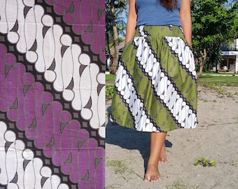 Purple batik skirt, diagonal skirt, Java batik skirt, celebration skirt, classic skirt, midi womens skirt, bold skirt, parang, A-line skirt