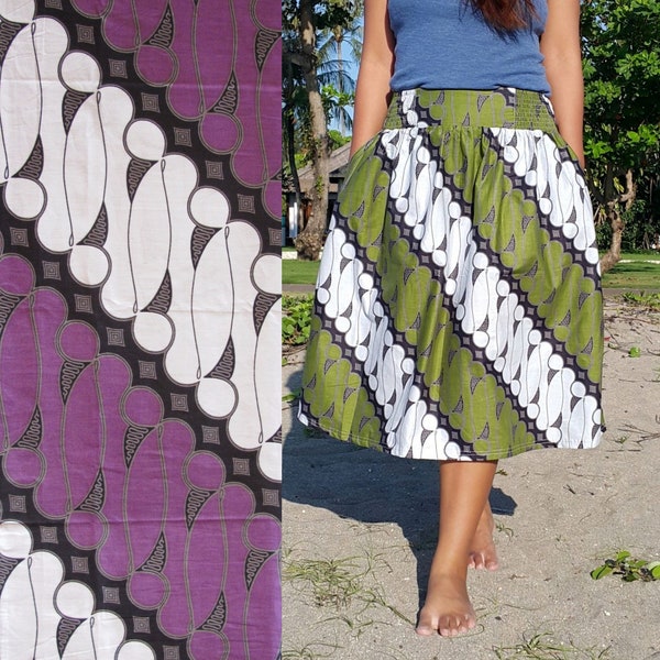 Purple batik skirt, diagonal skirt, Java batik skirt, celebration skirt, classic skirt, formal skirt, bold skirt, parang, A-line midi skirt